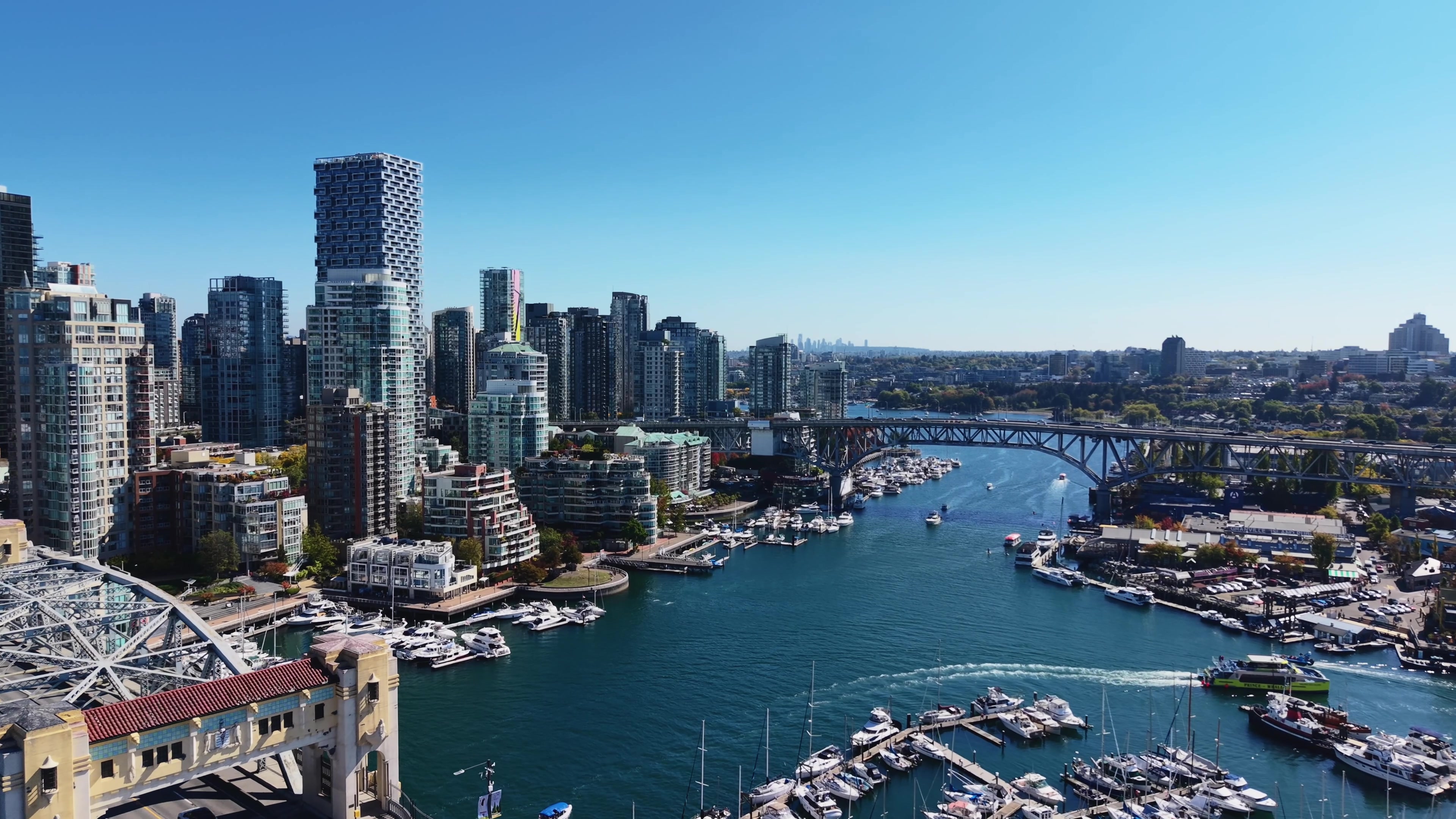 Aerial view of False Creek and the Vancouver skyline